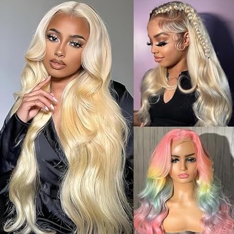 ROYAL IMPRESSION 613 Lace Front Wig Human Hair 13x4 Transparent Body Wave Blonde Lace Front Wigs Human Hair Pre Plucked 180% Density Guleless Wigs Human Hair 613 Blonde HD Lace Frontal Wig (18 Inch)
