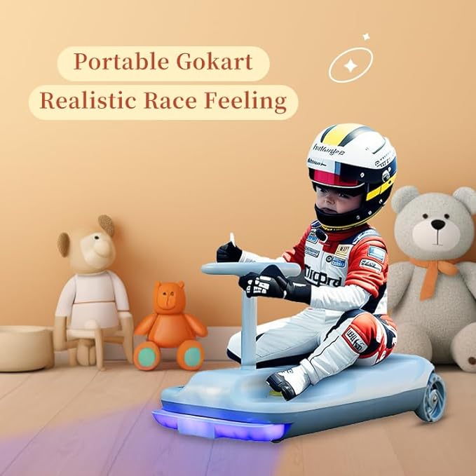Portable Go Kart, 12v Ride On Race Car, Variable Speed for Ages 2-8Years,Every Child Can Choose Their Own Speed.